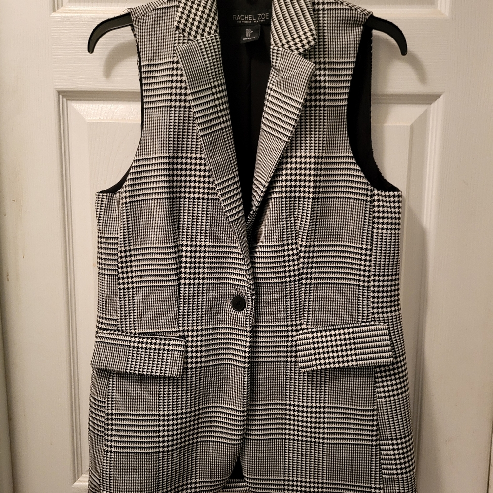 Rachel Zoe Black and White Plaid Vest